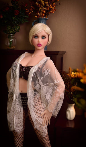 Piper Doll - 140cm Short Blonde Hair Big Breasts Aexy Fishnet Stockings blackRuby - lovedollshop