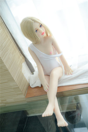 Irontech 107cm blonde cute flat breast mini sex doll Cytheria - lovedollshop